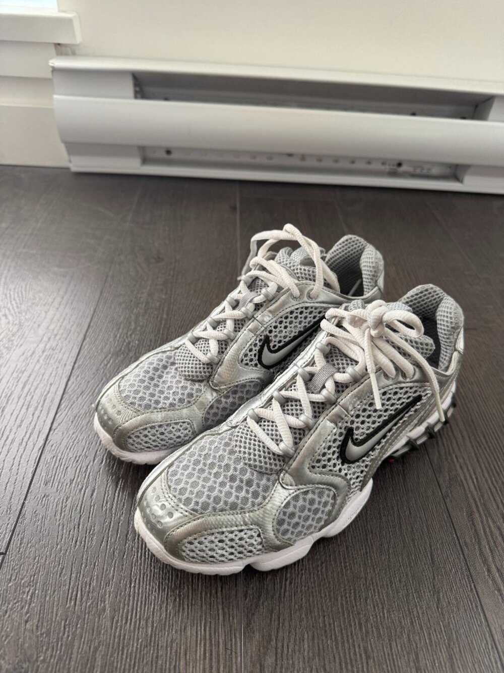 Nike Air Zoom Spiridon Cage 2 Shoes sneakers Gray Silver size 7.5 womens